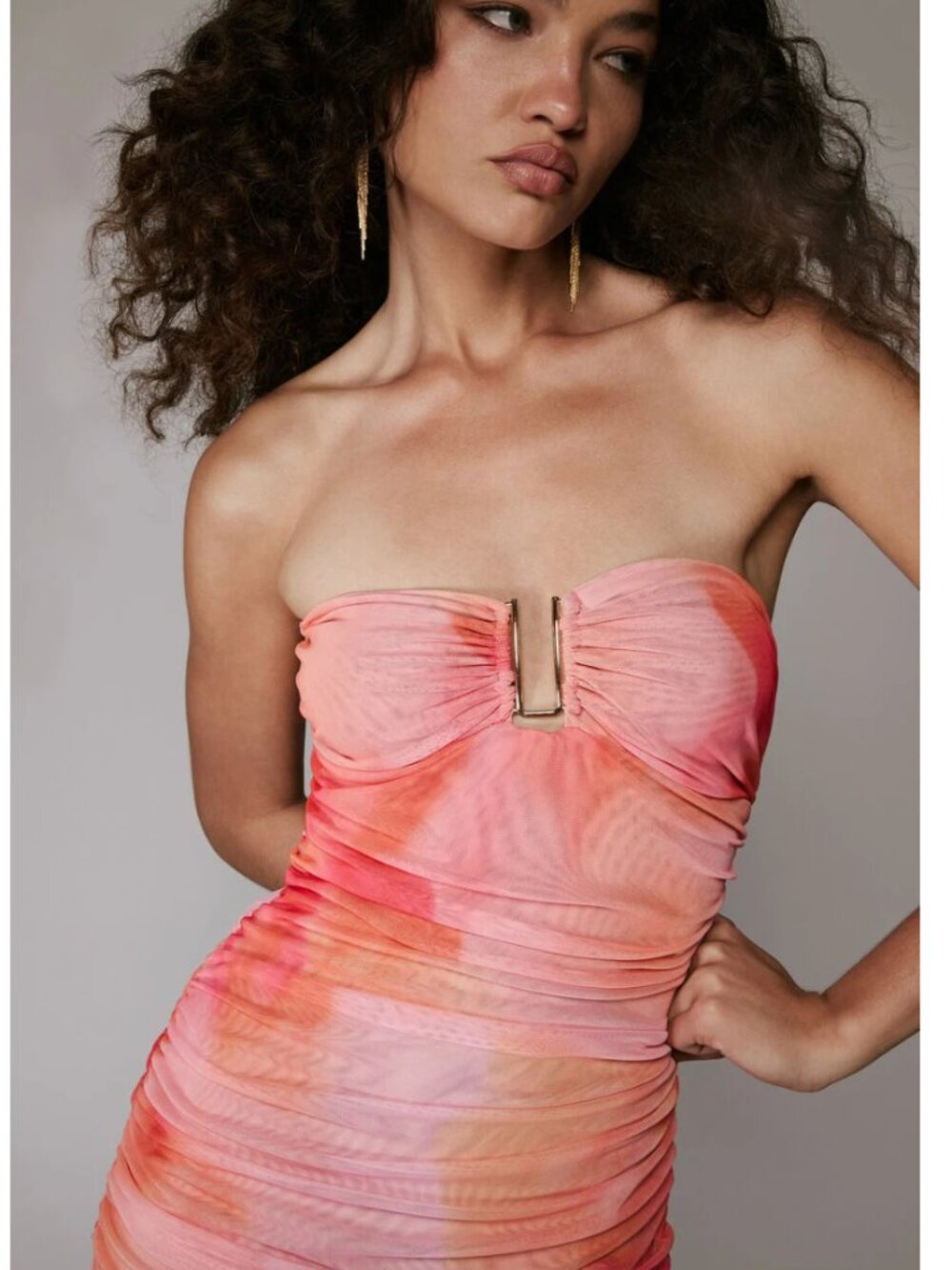 Bardot NWT Stephanie Printed Mesh Dress in Pink Floral - Picture 6 of 6